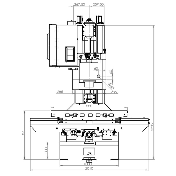 1060硬軌加工中心床身尺寸 1060硬軌加工中心床身尺寸